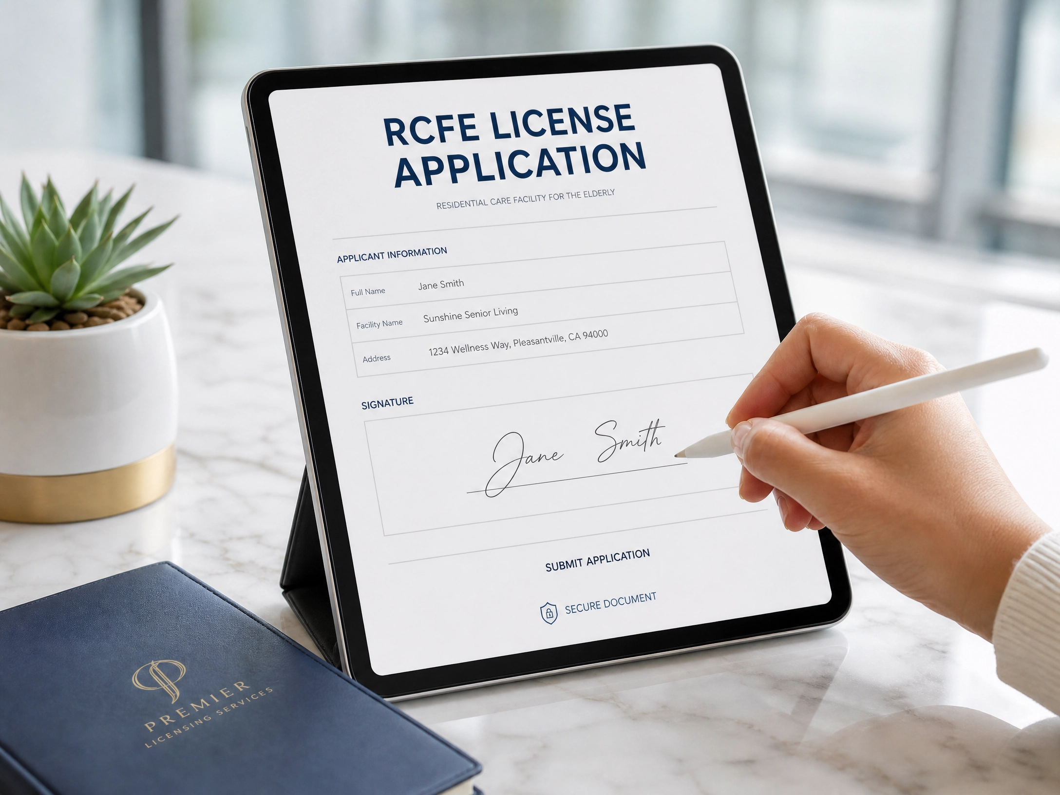 Signing an RCFE license application digitally